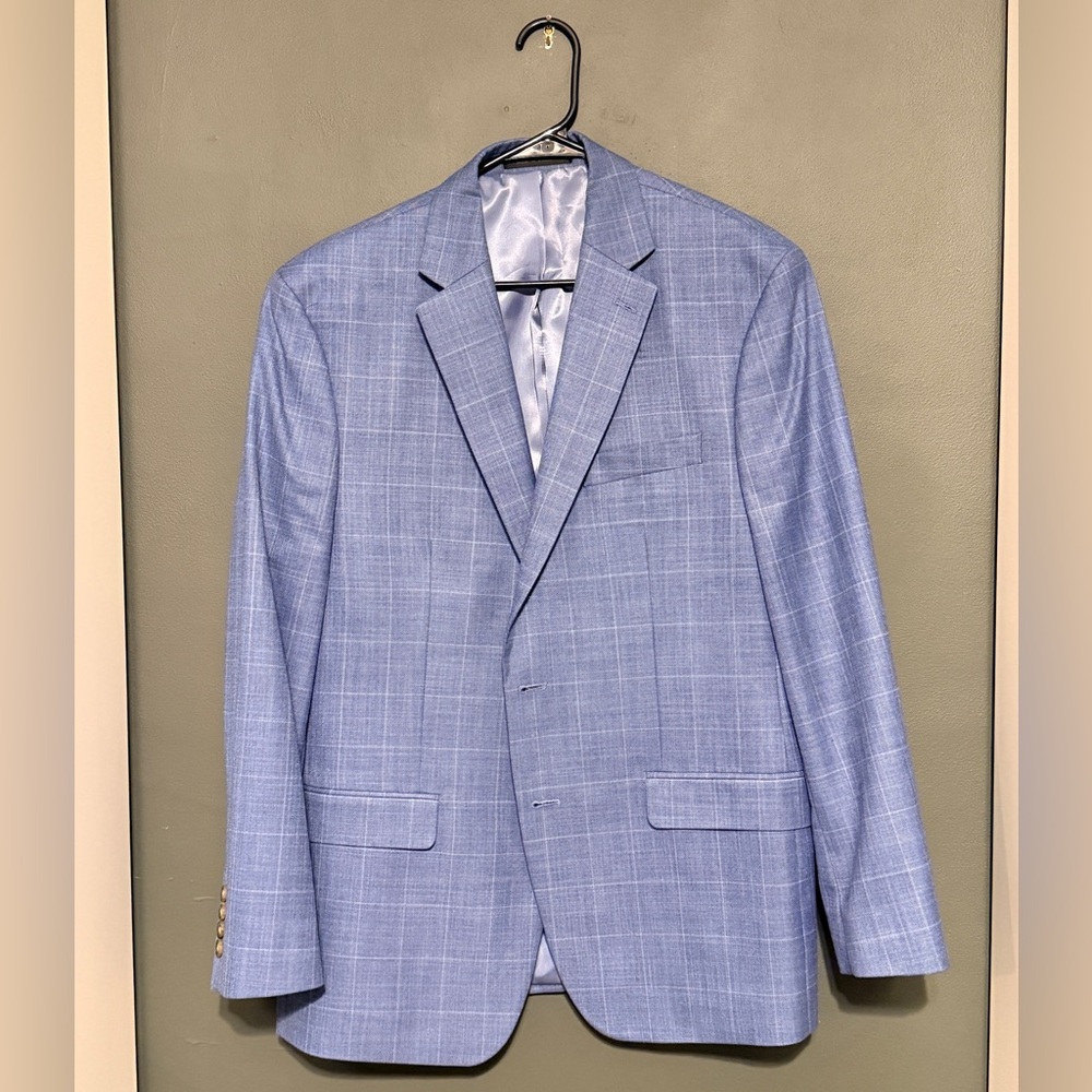 Chaps Light Blue Checkered Blazer